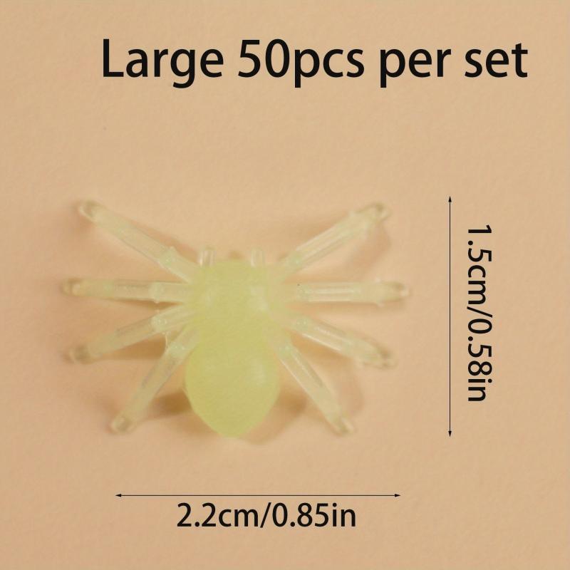50pcs Glow Dark Halloween Spiders Plastic Toys Pranks Decoration