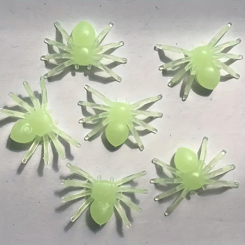 50pcs Glow Dark Halloween Spiders Plastic Toys Pranks Decoration