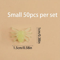 50pcs Glow Dark Halloween Spiders Plastic Toys Pranks Decoration