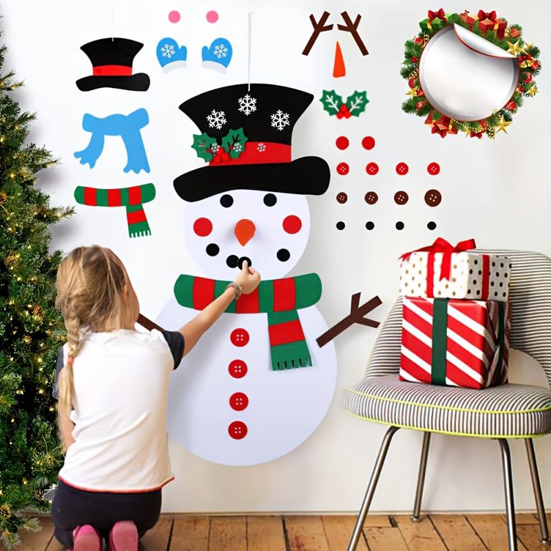 DIY Felt Christmas Snowman Game Set 20x39 Inch Decorations