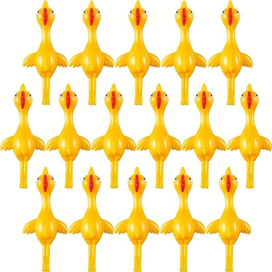 5pcs Slingshot Chicken Rubber Elastic Flying Chicken Tricky Toy Party Supplies