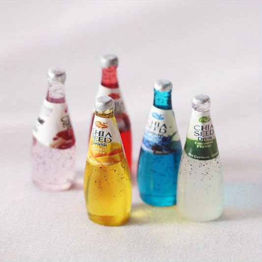 5pcs Resin Doll House Toys Juice Drink & Wine Bottle Micro Food Props