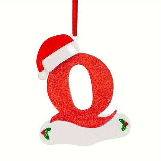 Personalized Christmas Letter Ornaments with Red Hat Custom Decoration