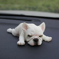 Resin Sleeping Pet Bulldog Auto Dashboard Ornaments for Car Decoration