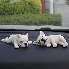 Resin Sleeping Pet Bulldog Auto Dashboard Ornaments for Car Decoration