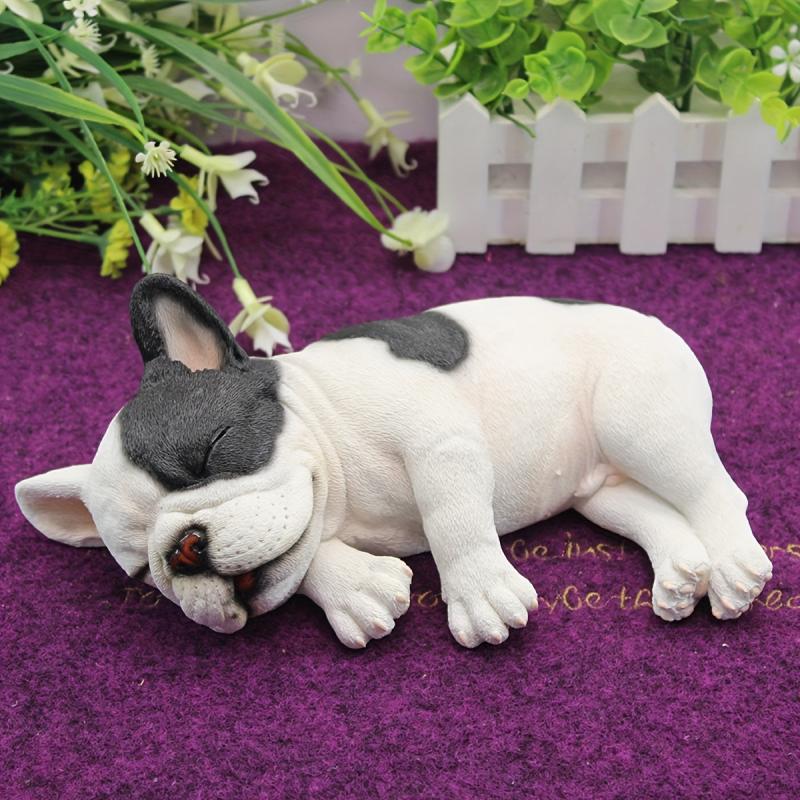 Resin Sleeping Pet Bulldog Auto Dashboard Ornaments for Car Decoration