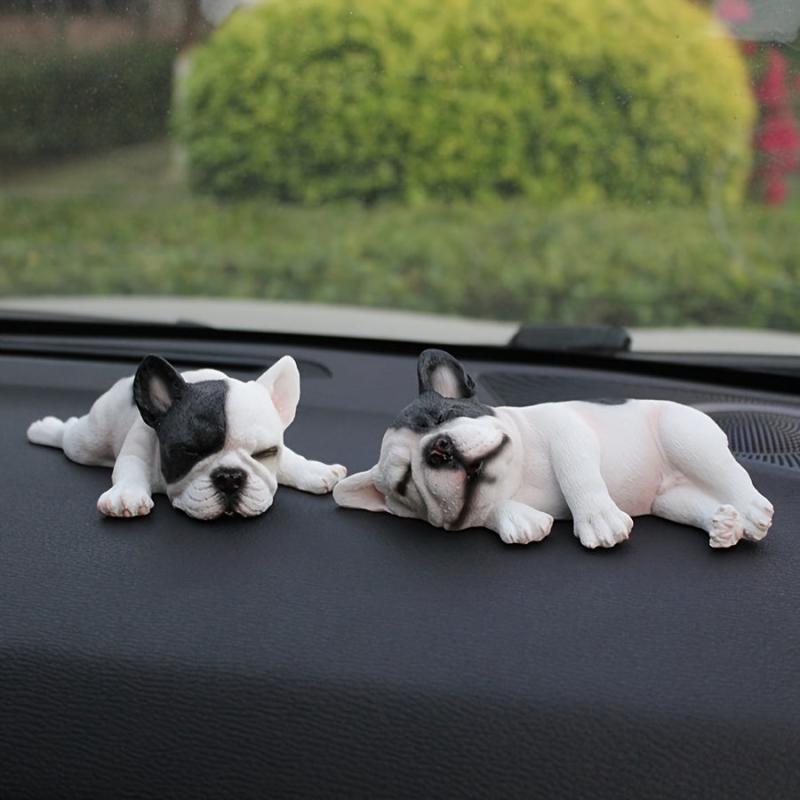 Resin Sleeping Pet Bulldog Auto Dashboard Ornaments for Car Decoration