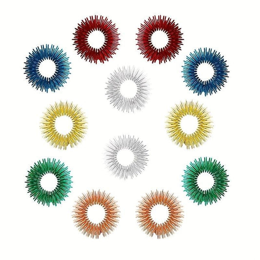 12Pcs Fidget Rings Sensory Rings Stress Relief Toys Set Adults Red Orange