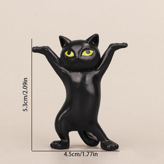 Plastic Dancing Cat Ornaments Desk Decoration PVC Cat Holder Crafts