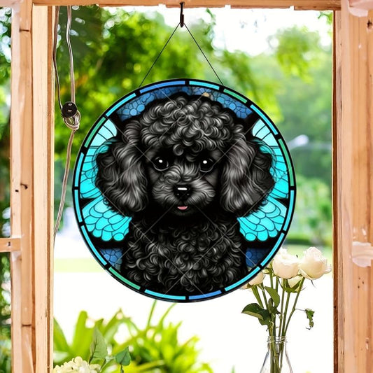 Acrylic Dog Window Wall Suncatcher Decor Round Hangings