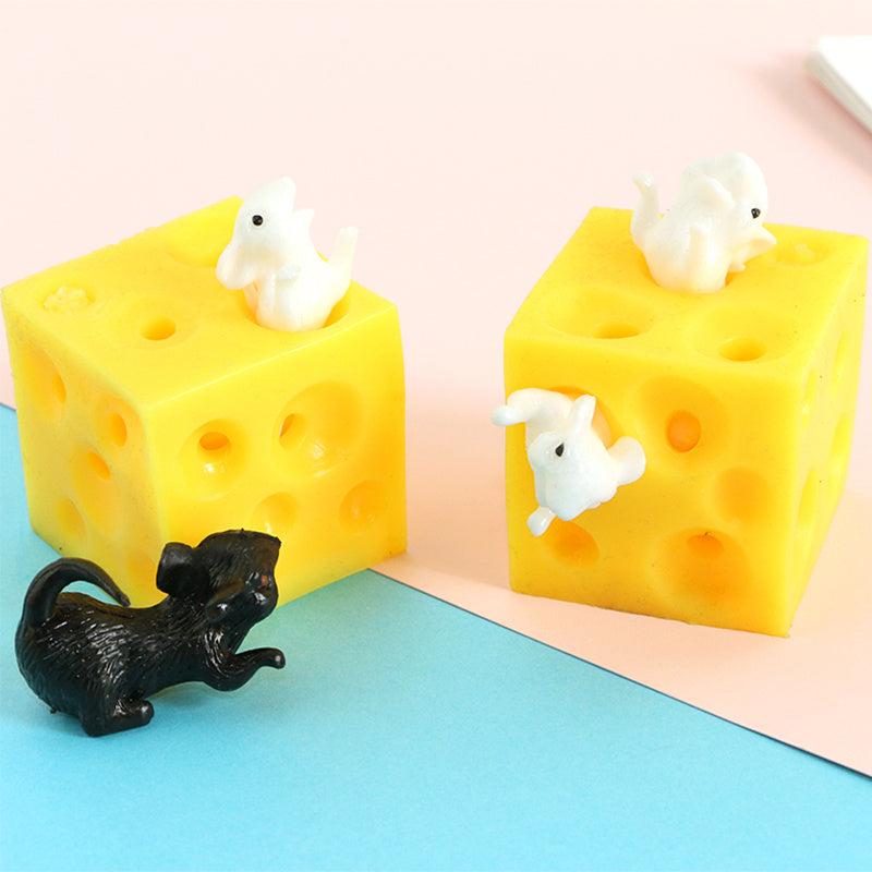 Cheese Mice Squeeze Toy Stress Relief Gift for Parties & Desk Decoration