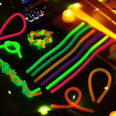 50Pcs Colorful Monkey Noodle Stretchy String Fidget Luminous Style Toys