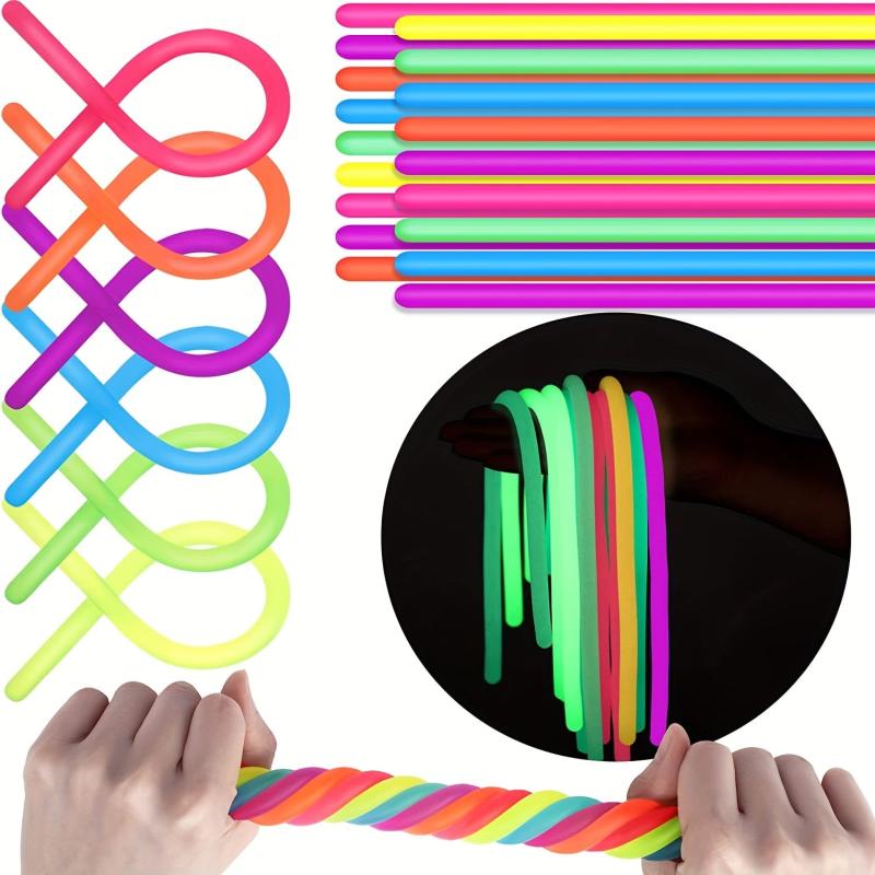 50Pcs Colorful Monkey Noodle Stretchy String Fidget Luminous Style Toys