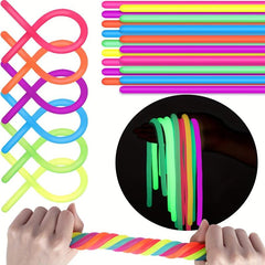 50Pcs Colorful Monkey Noodle Stretchy String Fidget Luminous Style Toys