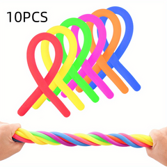 50Pcs Colorful Monkey Noodle Stretchy String Fidget Luminous Style Toys