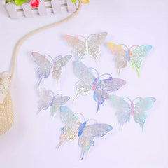 12pcs 3 Sizes 3D Golden Butterfly Wall Decor - Birthday & Party Decorations