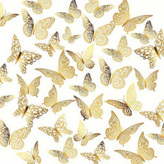 12pcs 3 Sizes 3D Golden Butterfly Wall Decor - Birthday & Party Decorations
