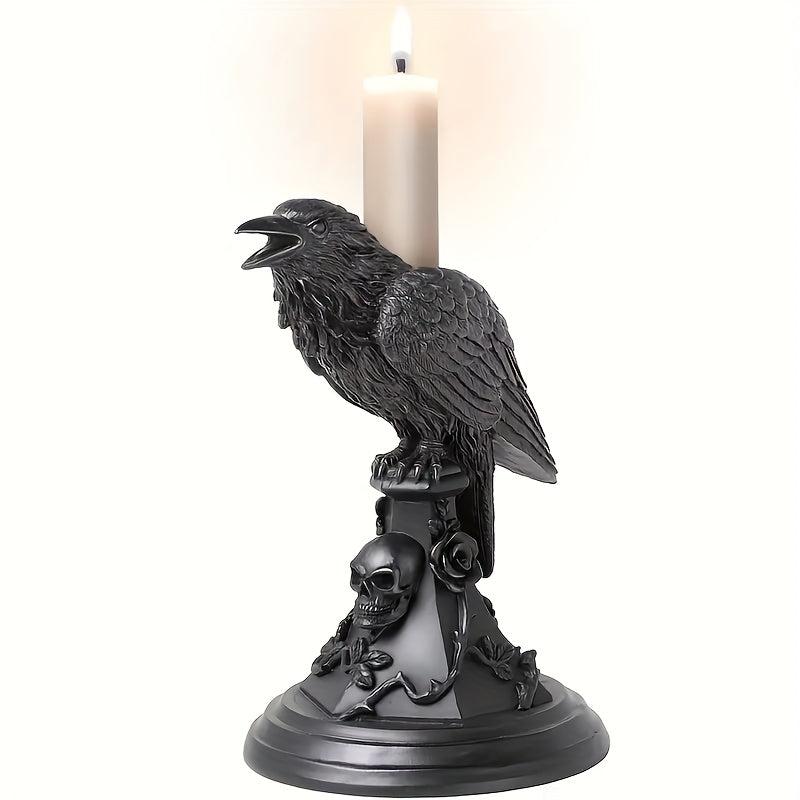 Halloween Gothic Crow Shape Resin Candle Holder