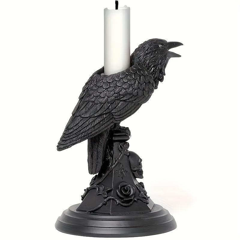 Halloween Gothic Crow Shape Resin Candle Holder