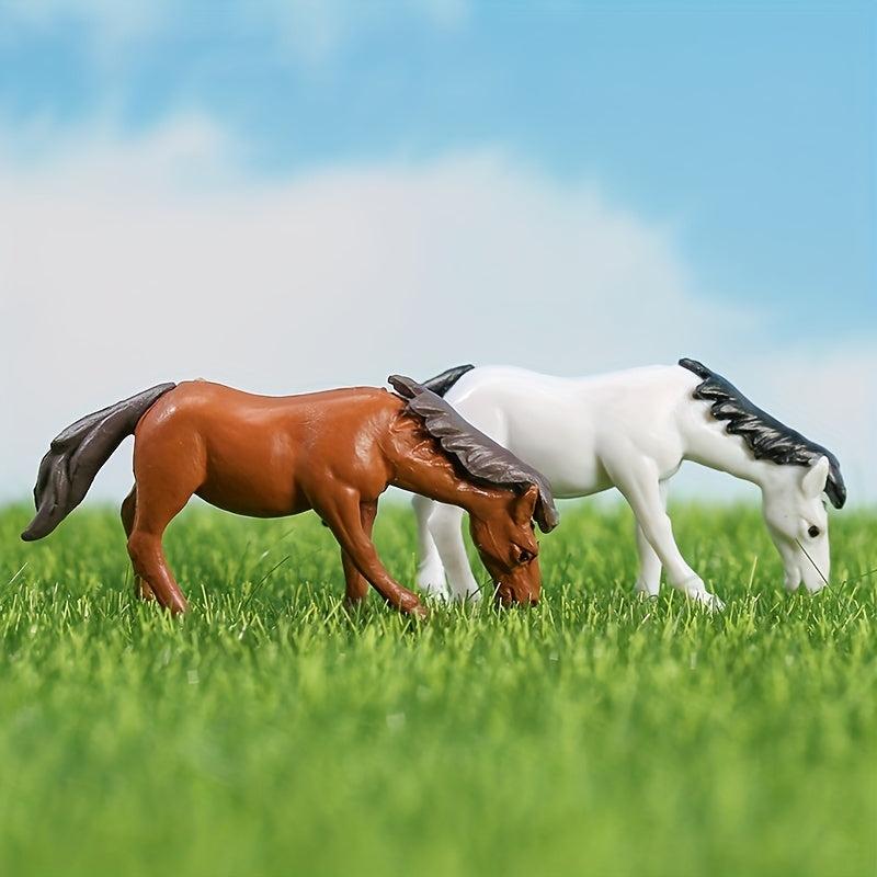 2pcs Horse Miniature Landscape Decorations DIY Pet House Creation