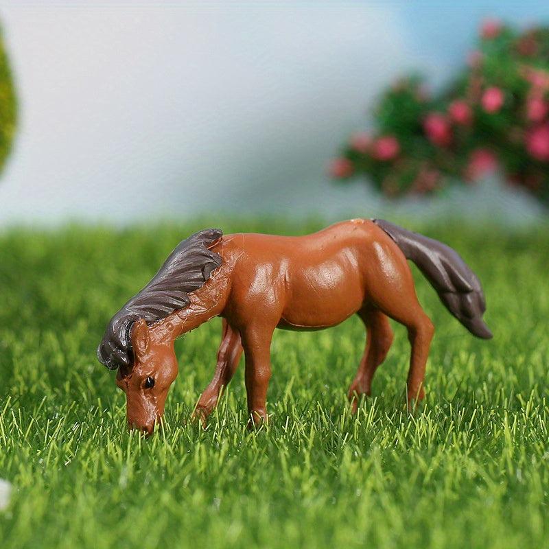 2pcs Horse Miniature Landscape Decorations DIY Pet House Creation