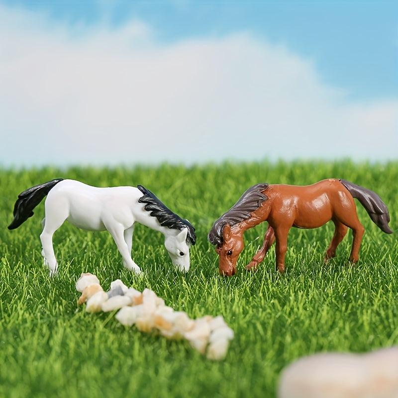 2pcs Horse Miniature Landscape Decorations DIY Pet House Creation