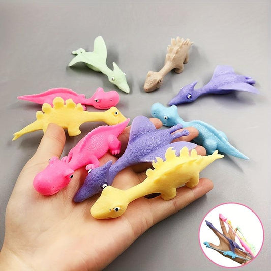 Dinosaur Decompression Toy with Slingshot - Fun and Sticky Wall Release Toy