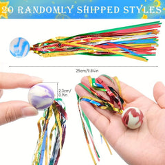 20pcs Bouncy Balls Party Rubber Bouncy Balls With Streamers