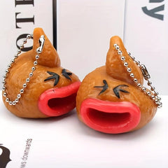 Funny Poo Squeeze Emoticon Keychain Tricky Prank Toy