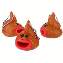 Funny Poo Squeeze Emoticon Keychain Tricky Prank Toy