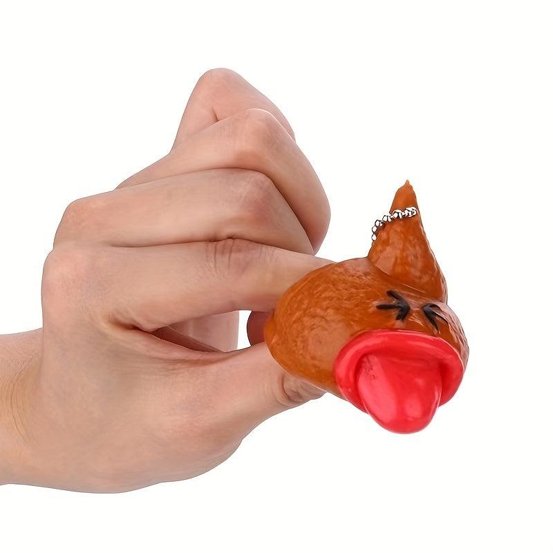 Funny Poo Squeeze Emoticon Keychain Tricky Prank Toy
