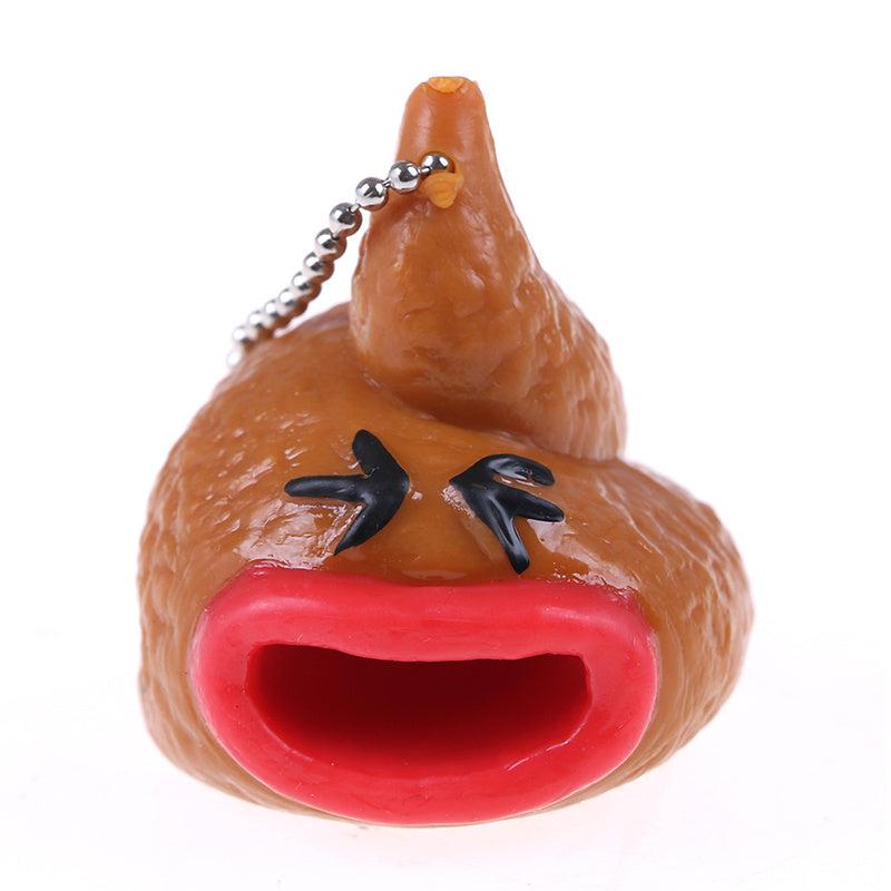 Funny Poo Squeeze Emoticon Keychain Tricky Prank Toy
