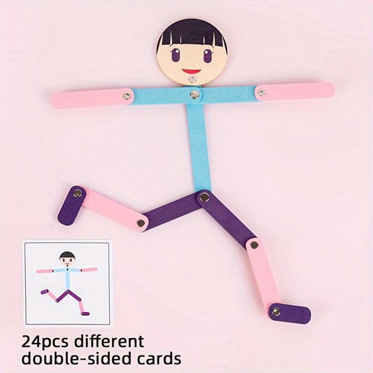 Wooden Man Jigsaw Puzzle Game for Kids, 3D Educational Toy