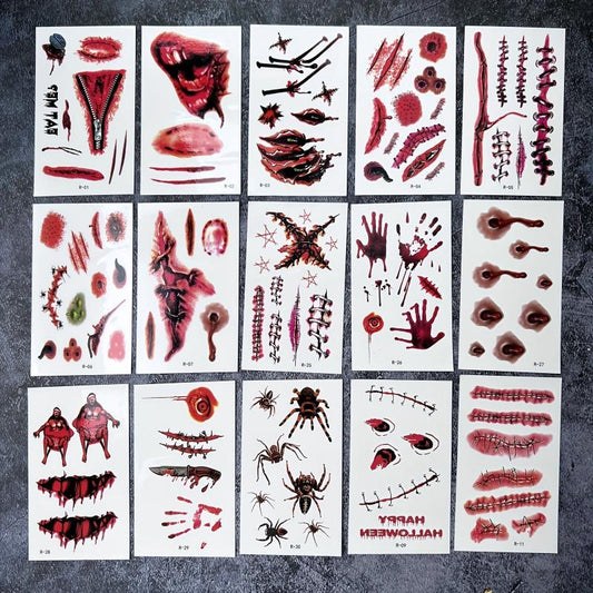 Halloween Scar Stickers Realistic Waterproof Men And Women 60pcs