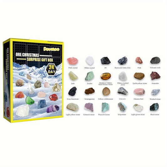 24 Grids Mineral Christmas Countdown 24 Days Surprise Multicolor Mineral Toy
