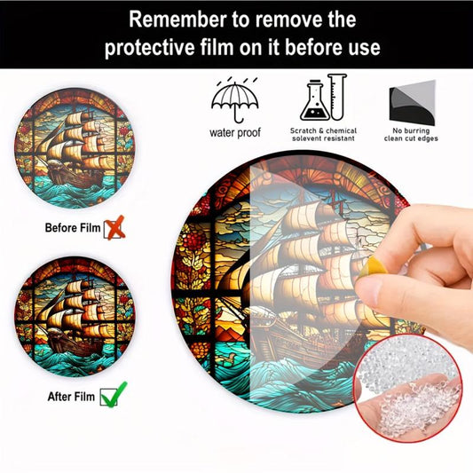 Sail Stained Suncatcher Colorful Wreath Sign Window Wall Door Hanging Decor