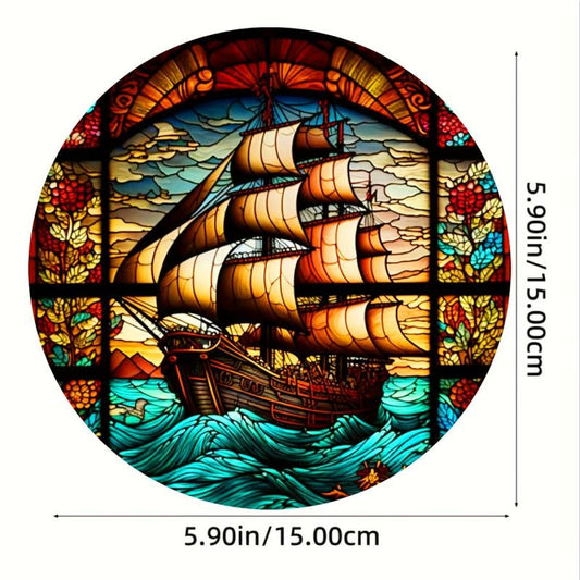 Sail Stained Suncatcher Colorful Wreath Sign Window Wall Door Hanging Decor
