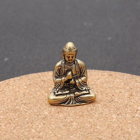 Mini Brass Buddha Ornament Comedian Desktop Decor