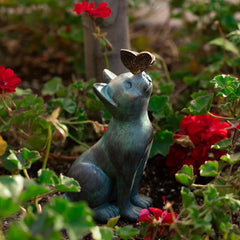 Curious Cat with Butterfly Statue Resin Decoration