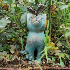 Curious Cat with Butterfly Statue Resin Decoration