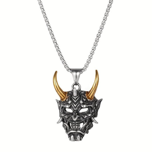 Golden Horn Bull Head Pendant Necklace Halloween Gift
