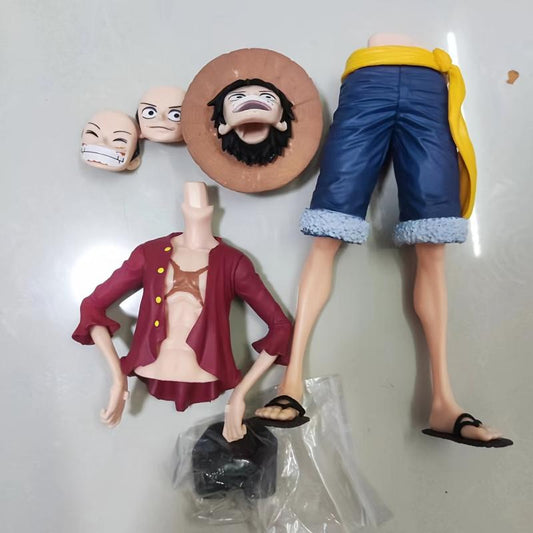 Anime Red Cloak Pirate Figure with Changeable Faces