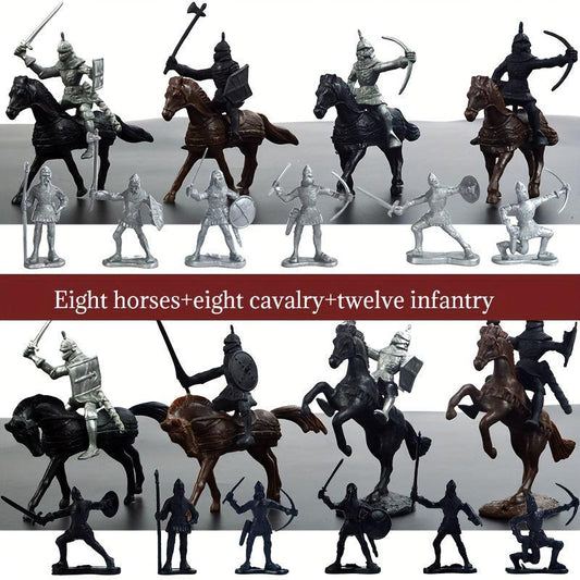 28pcs Medieval Warrior Static Soldier Model Ancient Soldier Military Toys