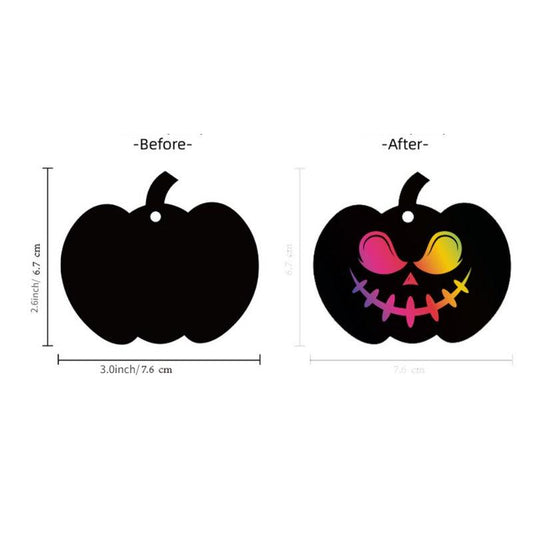 12pcs Halloween Pumpkin Scratch Art Kids DIY Funny Paper Toy