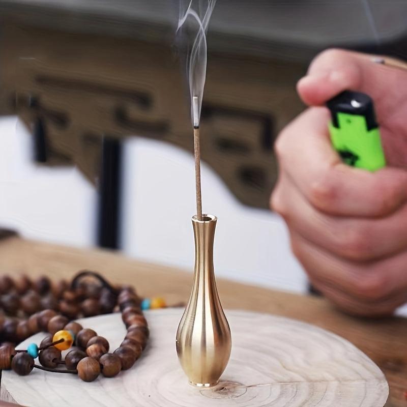 Brass Mini Vase Wine Bottle Incense Stick Tabletop Copper Decoration