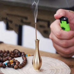 Brass Mini Vase Wine Bottle Incense Stick Tabletop Copper Decoration