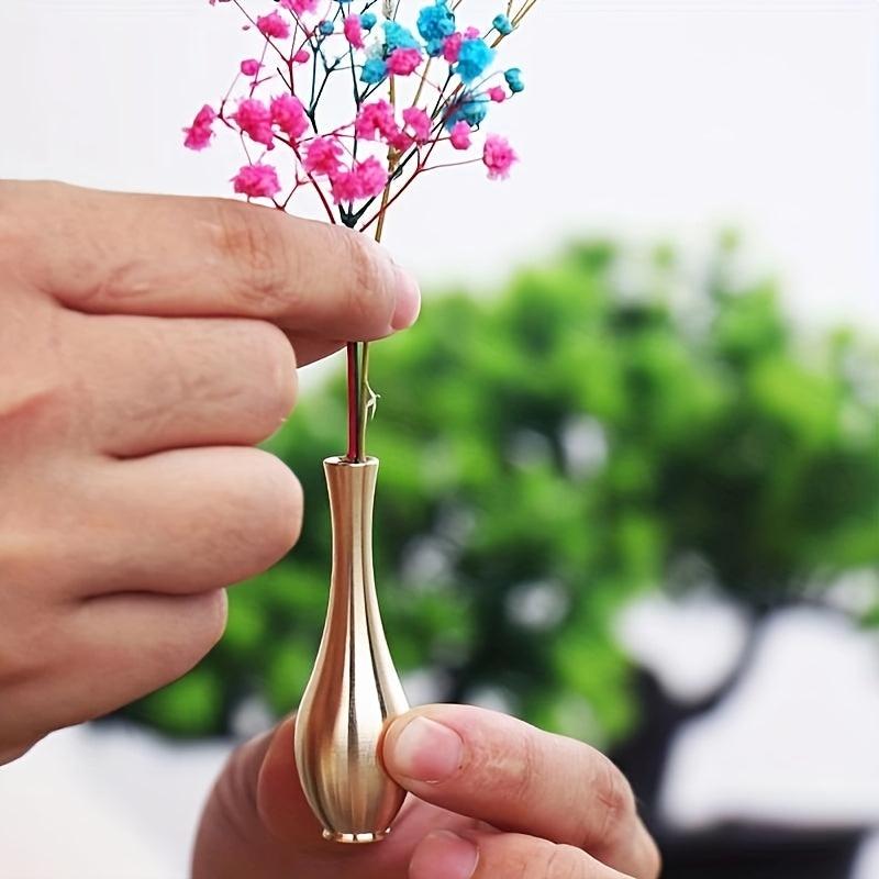Brass Mini Vase Wine Bottle Incense Stick Tabletop Copper Decoration