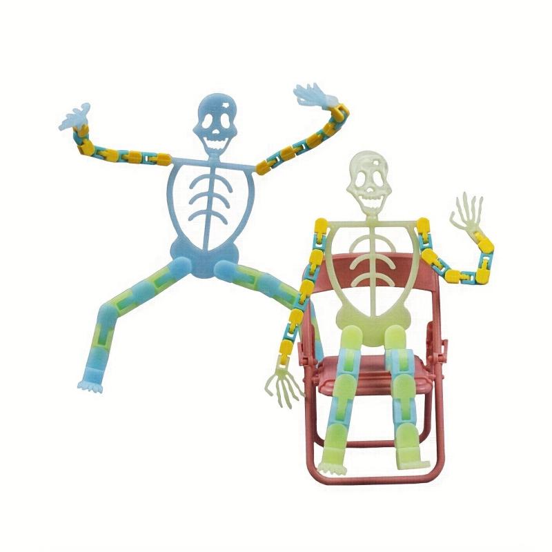 2pcs Halloween Skull Holder Tricky Luminous Skeleton Man Decompressi