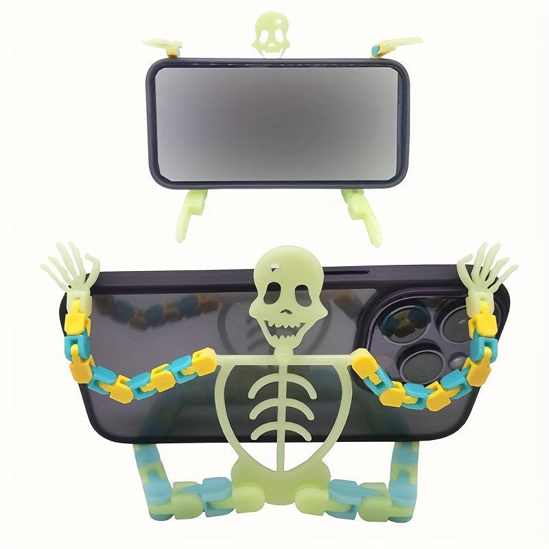 2pcs Halloween Skull Holder Tricky Luminous Skeleton Man Decompressi
