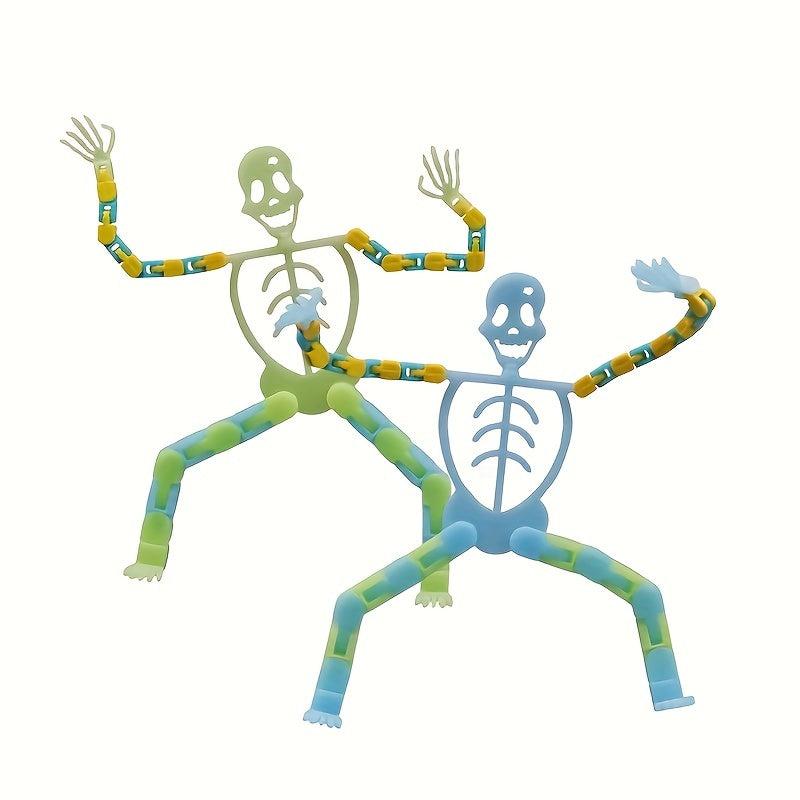 2pcs Halloween Skull Holder Tricky Luminous Skeleton Man Decompressi
